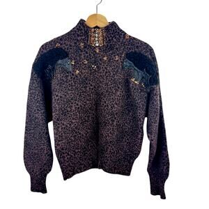 VTG Cedars Lambswool & Angora Embellished Leopard Sweater